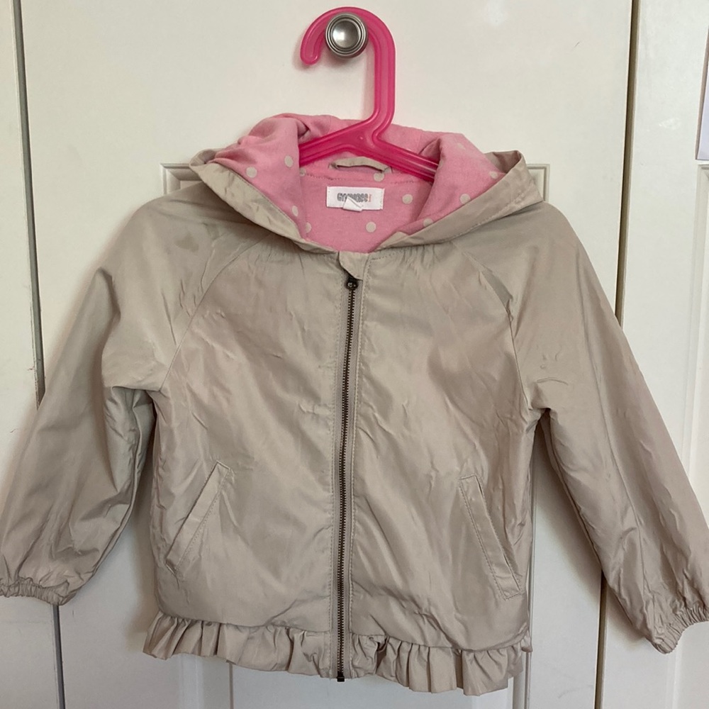 Gymboree hooded lined ruffled bottom windbreaker.  3T